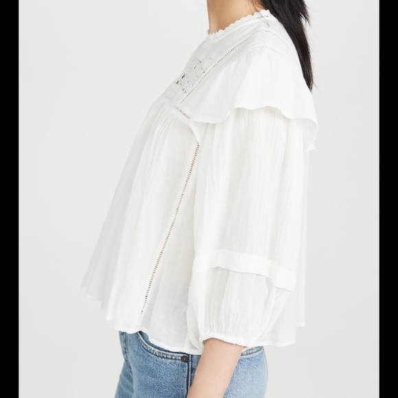 Nwt Free People Laura Ivory Puff Sleeve Blouse - Picture 2 of 6